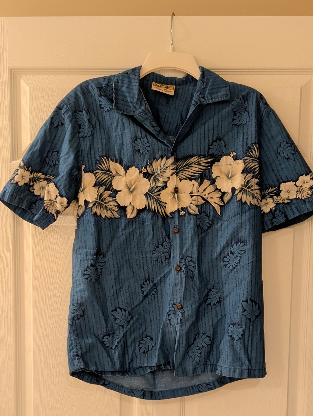 Blue Hawaiian Floral Button-down Shirt